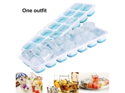 Bandeja de Gelo de Silicone Caixa de Gelo de Verão com Tampa Cubos de Gelo 14 Grade Bandeja de Gelo I Azul