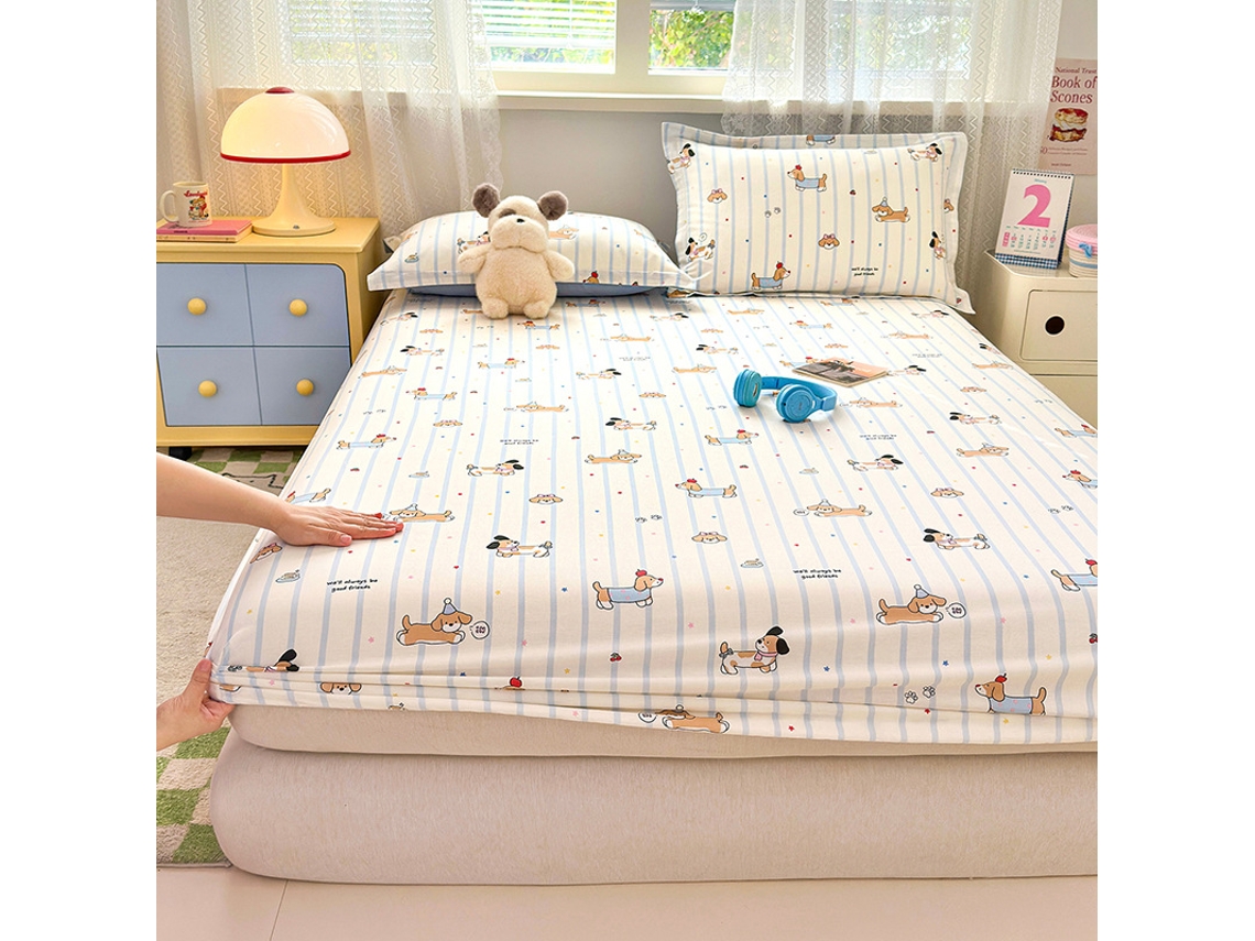 Capa de Colchão, Lençol de Baixo Estampado em Algodão Puro, Ideal para Quarto Infantil. Listras 90x200cm PANOONA
