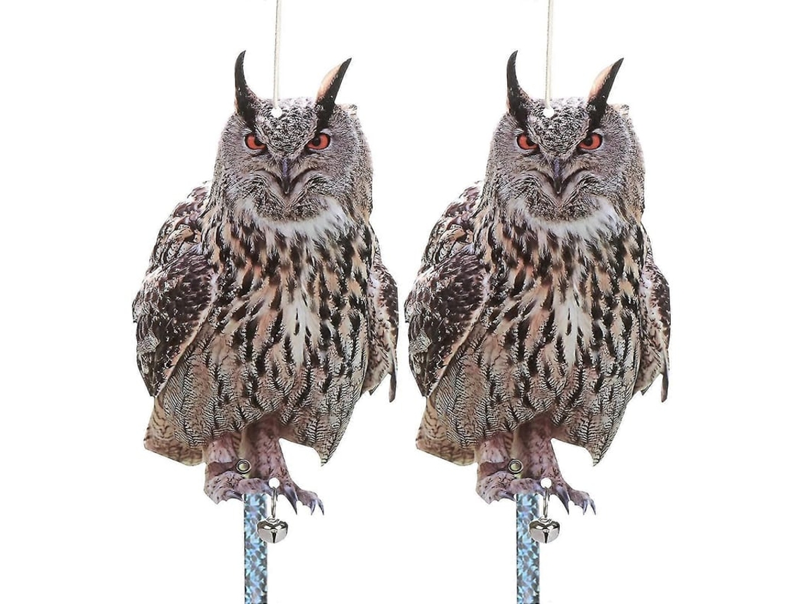 2pcs Espantalhos De Coruja Com Fita Refletiva Para Deterir Pássaros Pombos Jardim Telhado Pátio Janela Balcão