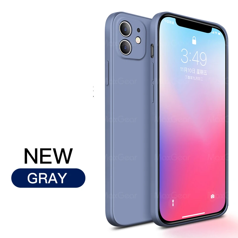 Capa Quadrada De Silicone Líquido Macio (cinza Para Iphone Xs Max)