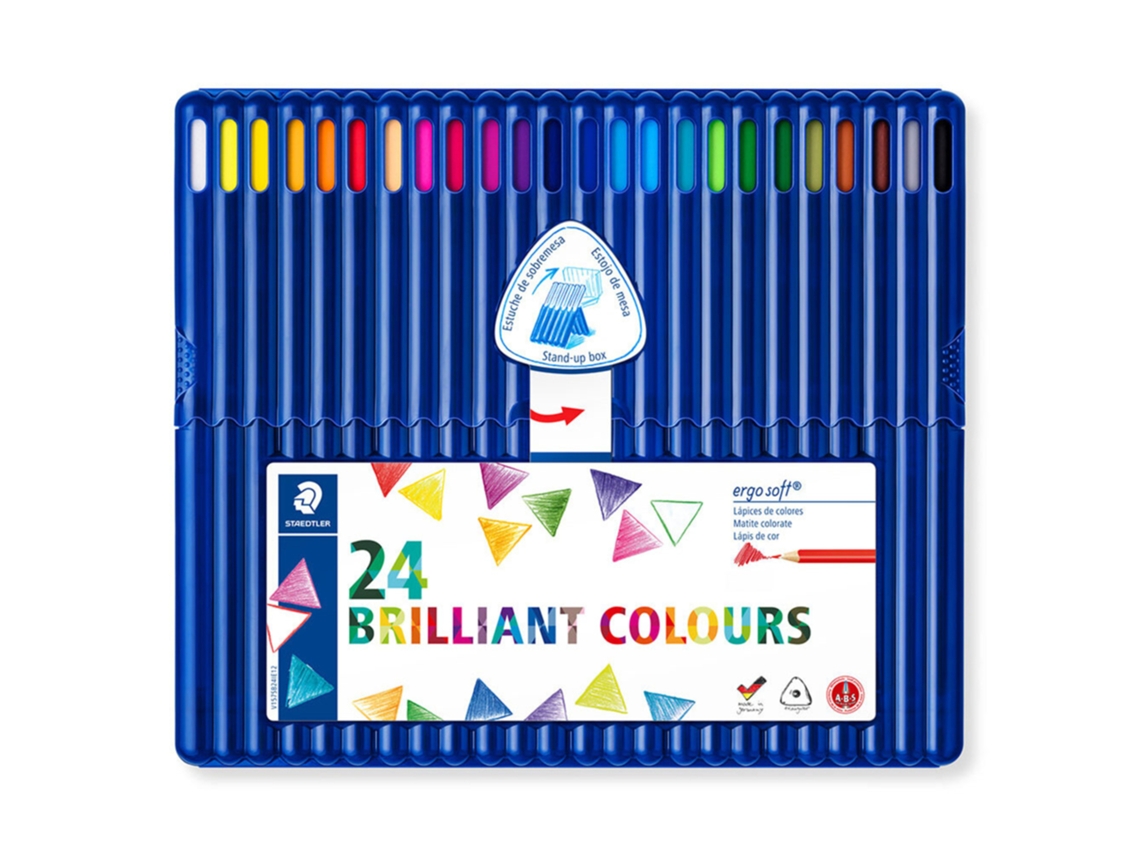 Lápis de Cor STAEDTLER Ergosoft, Corpo Triangular, Embalagem de 24 Cores