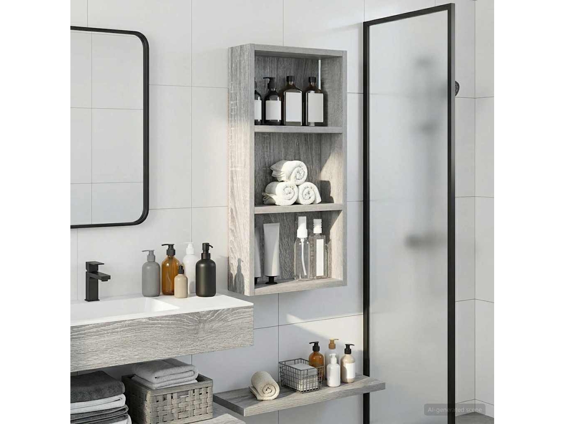 Vidaxl Armário De Parede Para Banheiro Sonoma Cinza 30 X 10 X 60,5 Cm