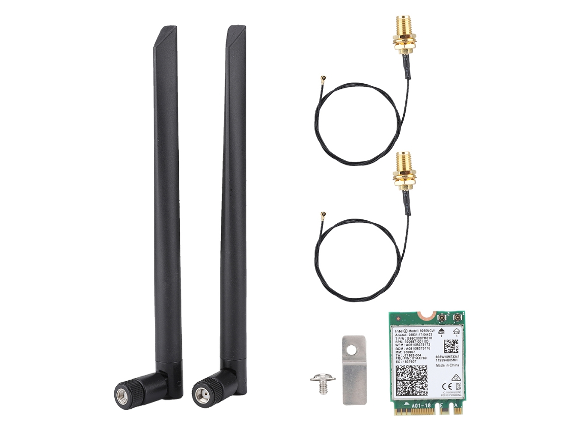 Cartão De Rede Dual Banda Bluetooth 5.0 Intel 9260ngw Com Antenas E Cabos Luz Dourada