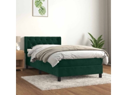Vidaxl Cama Com Molas/colchão 90x200 Cm Veludo Verde-escuro