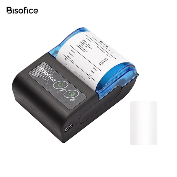 Mini Impressora Térmica Bisoffice, 2 Polegadas, 58 Mm, Sem Fios E Usb, Para Recibos, Faturas E Bilhetes