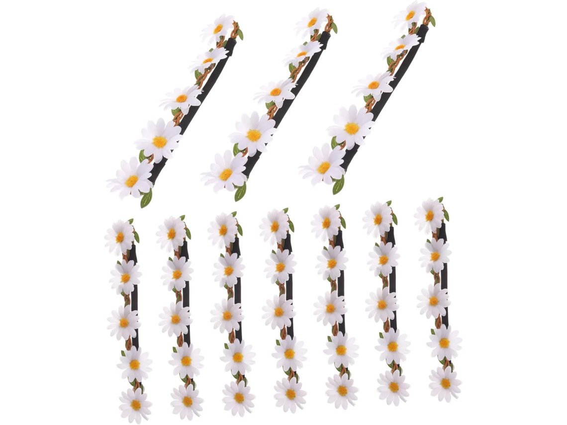 Tiara De Margaridas Para Cabelo, Conjunto De 10 Peças, Confortável E Decorativa.