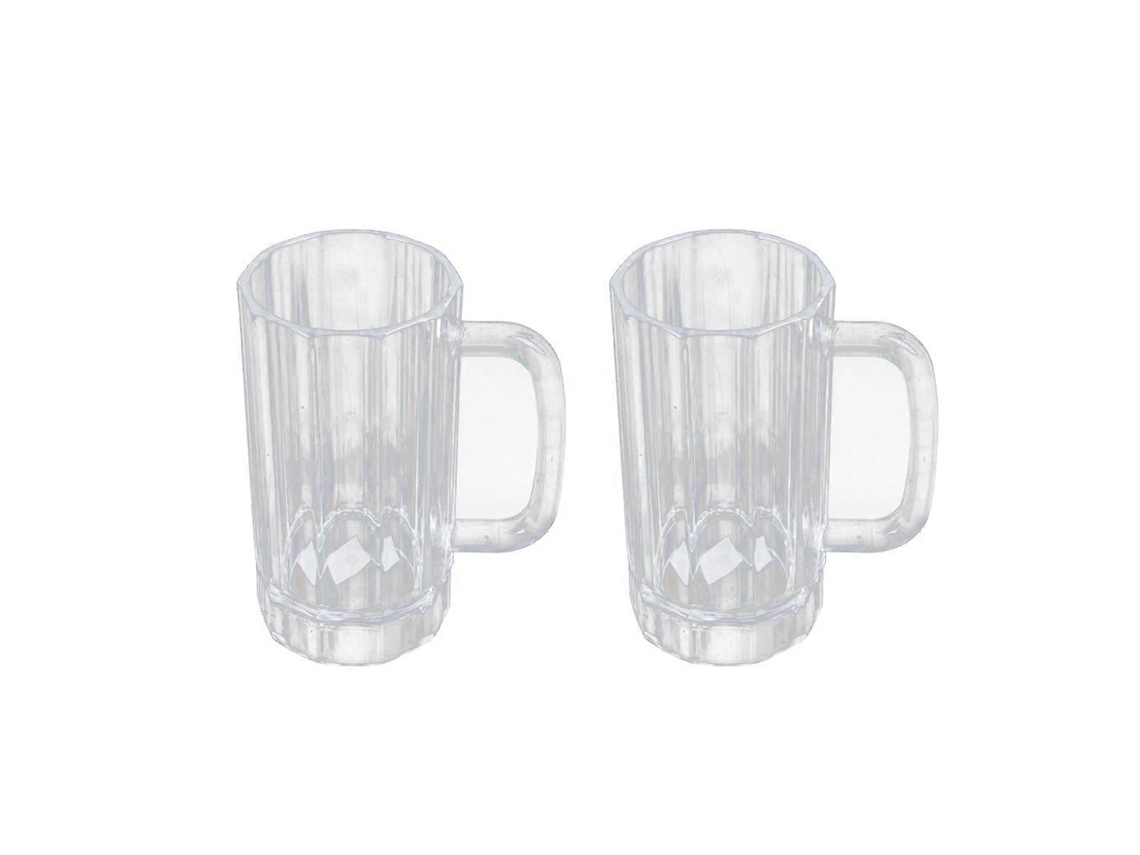 2unid Caneca De Cerveja De Plástico Acrílico Transparente Resistente Para Casa 520ml
