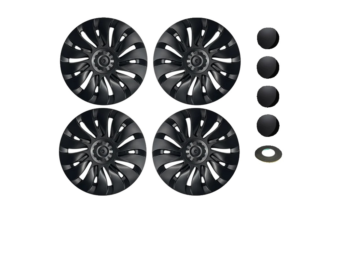 Capa De Roda, Abs Durável, Design Aerodinâmico, Lr Preto Fosco, 19 Polegadas-a, Mais Comprado-a, Para Tesla Modelo Ya