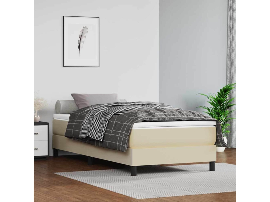 Vidaxl Colchão De Molas Ensacadas Firmeza Média 80x200x20 Cm Couro Artificial Creme
