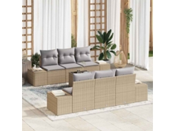 Vidaxl Conjunto De Sofá De Jardim 8 Unid. Bege E Cinza Vime Pe
