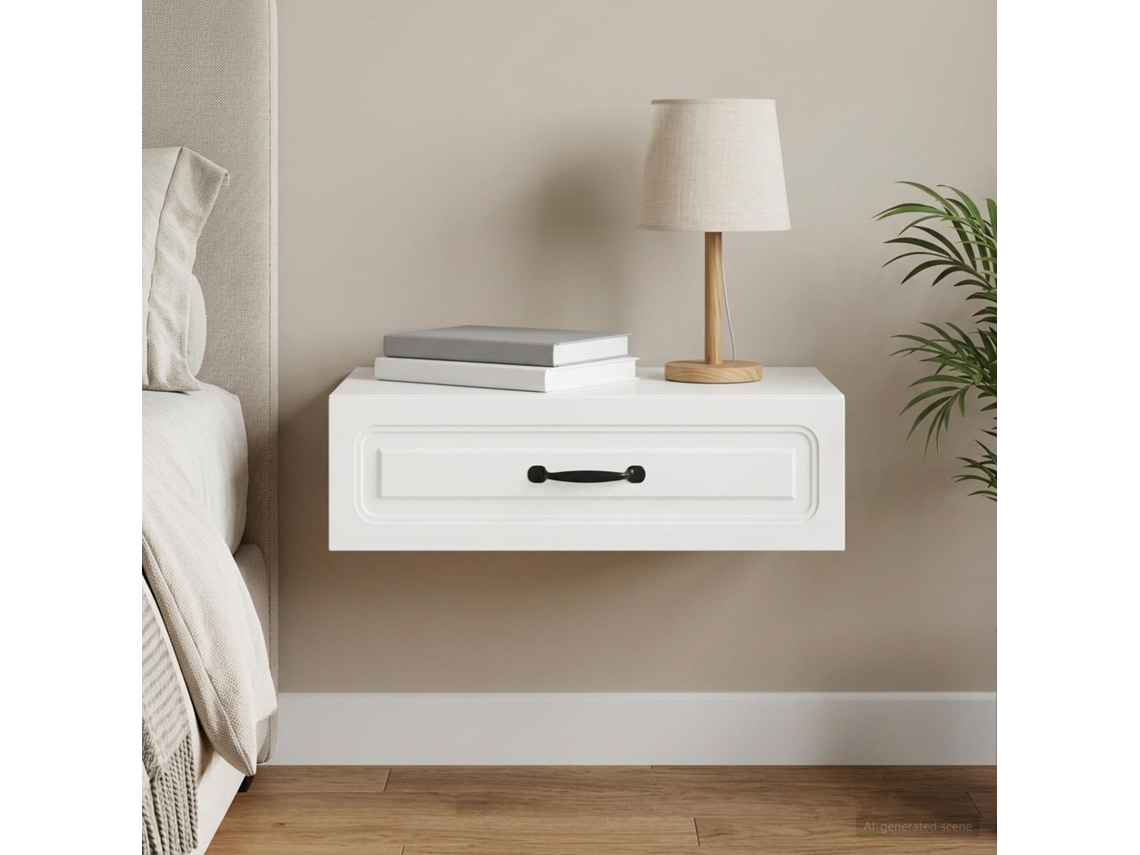 Vidaxl Mesa Lateral De Parede Branco 59 X 34,5 X 17 Cm