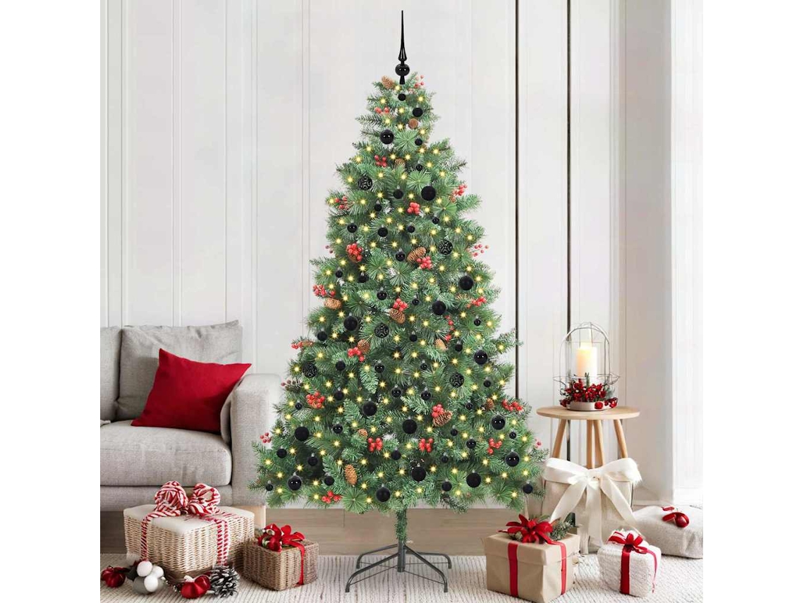 Vidaxl Árvore De Natal Artificial 300 Led Branco Quente Pvc E Metal
