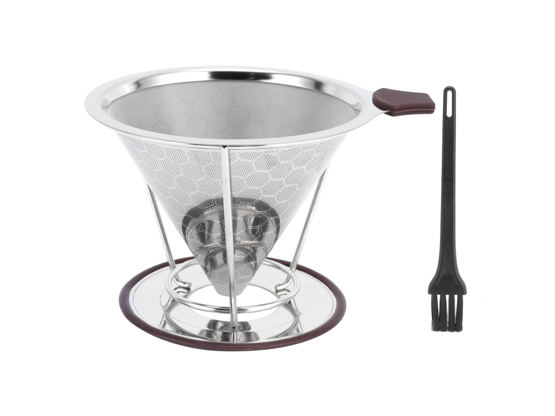Filtro De Café Em Aço Inoxidável Com Suporte, Funil De Malha, 1-6 Chávenas