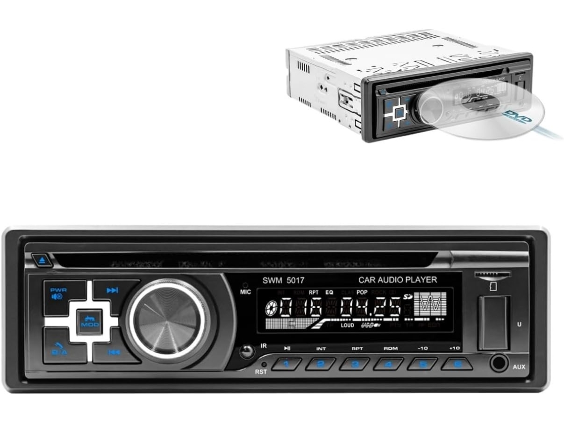 Leitor Universal de Cd/dvd para Carro com Entrada Usb/sd/tf, Entrada Auxiliar e Bluetooth 4.0 para Chamadas em Modo Mãos livres. SFUSHOS