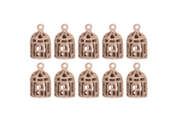 10pcs Jaula De Pájaro Miniatura Acero Inoxidable 1/12 1/6 Decoración Casa De Muñecas Marrón