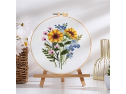 Kit De Bordado Para Iniciantes E Adultos, Inclui Padrão Floral Em Relevo, Bastidor E Linhas Coloridas Slowmoose