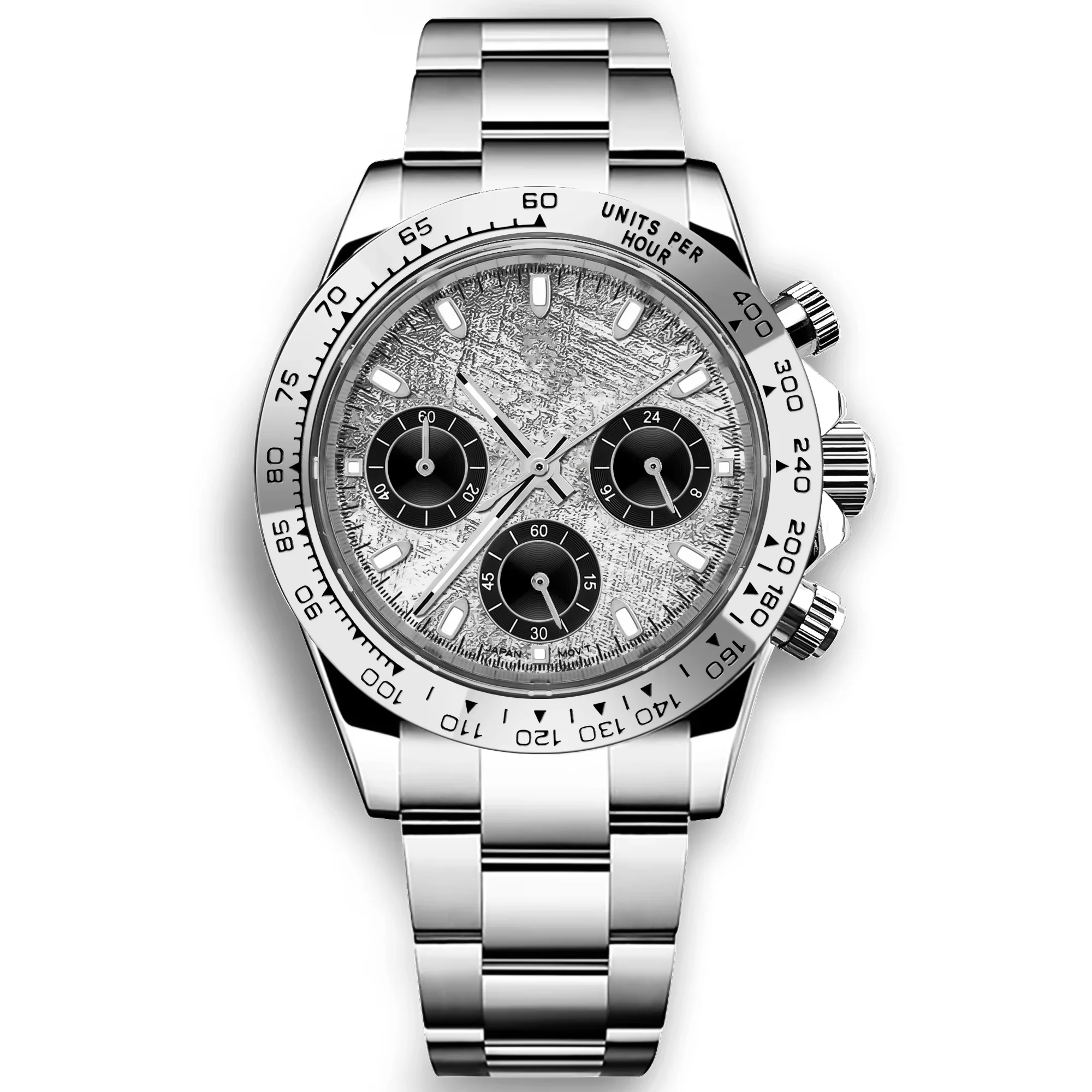 Relógio Masculino De Quartzo De 39 Mm (prateado), Cristal De Safira E Pulseira De Aço Inoxidável, Modelo Esportivo.