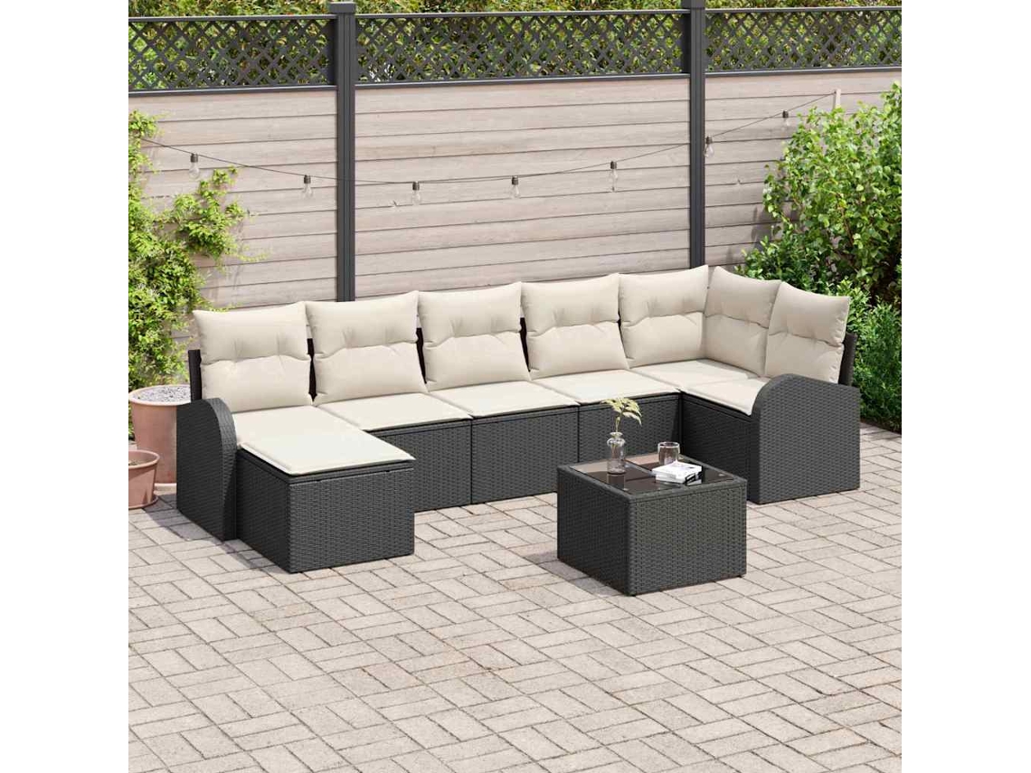 Vidaxl Conjunto De Sofá De Jardim 8 Unid. Preto