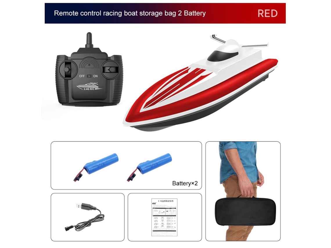 Ats barco de Carreras Rc Eléctrico Impermeable 2.4g para Niños, 4 Canales, Alta Velocidad, Recargable