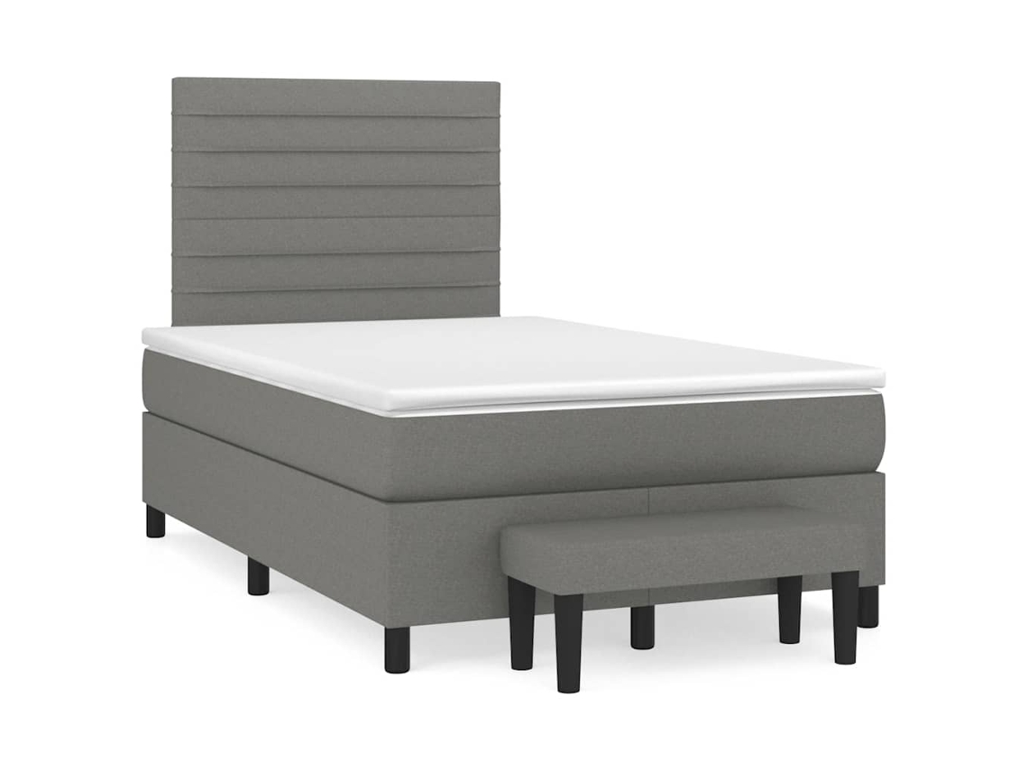 Vidaxl Cama Boxspring Com Colchão 120x190 Cm Tecido Cinzento-escuro