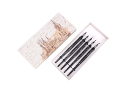 Conjunto de 5 Marcadores Acrílicos com Ponta Redonda Plana Ferramentas para Pintura Materiais de Arte Ponta Redonda Preta AQUAFORGE