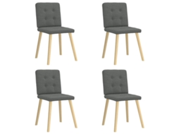 Vidaxl Cadeiras De Jantar 4 Pcs Tecido Cinzento-escuro