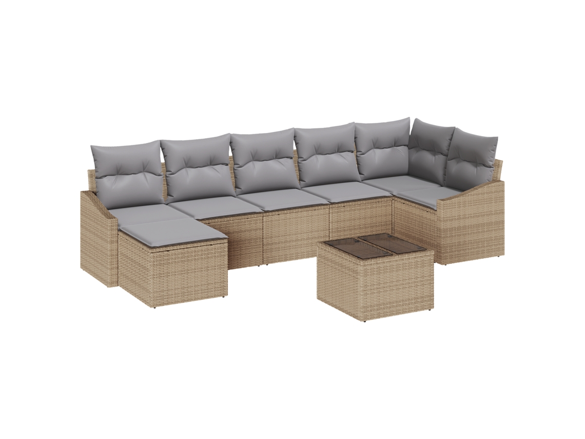 Conjunto 8 De Jantar De Vidaxl Com Almofadas Rattan Preto