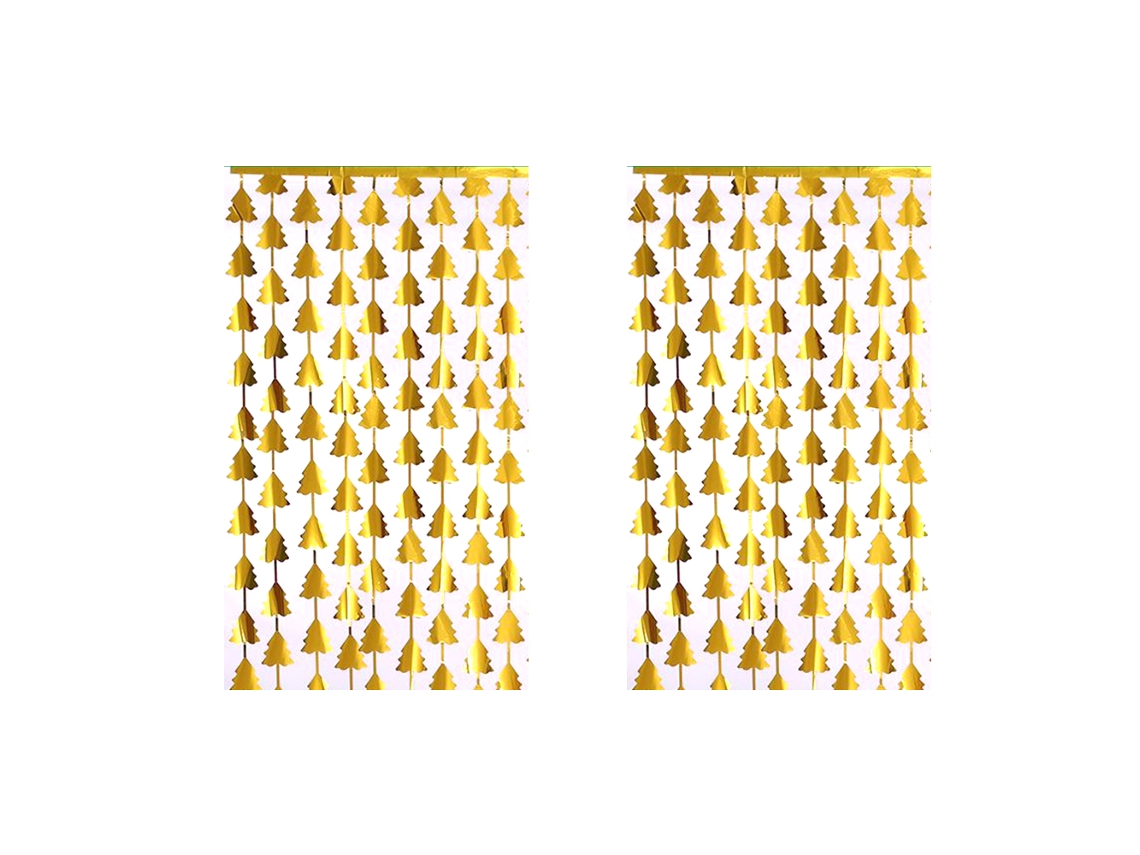 2 Peças de Cortinas de Borlas de Folha de Árvore de Natal para Aniversário Natal Decoração de Festa Ouro