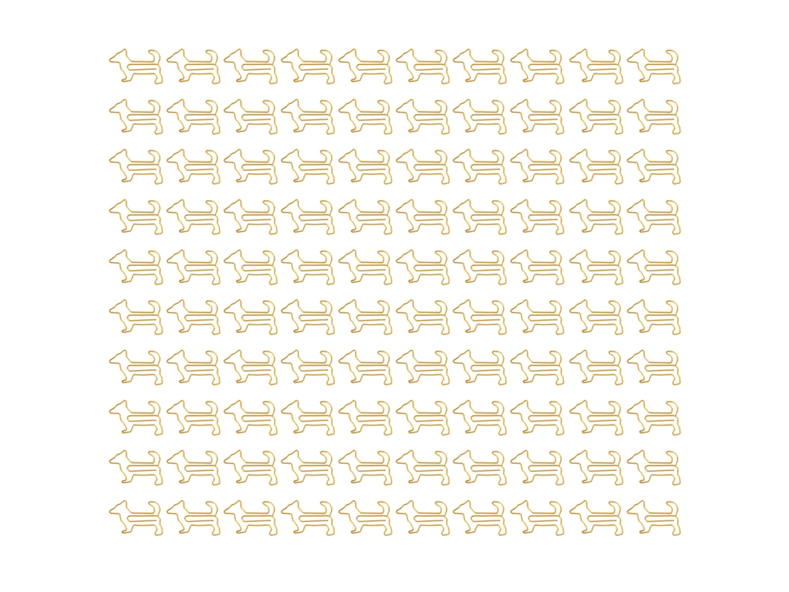 100 Clips De Papel Forma De Perro De Metal Chapado Em Ouro Criativos E Bonitos Para Estudantes, Marcadores