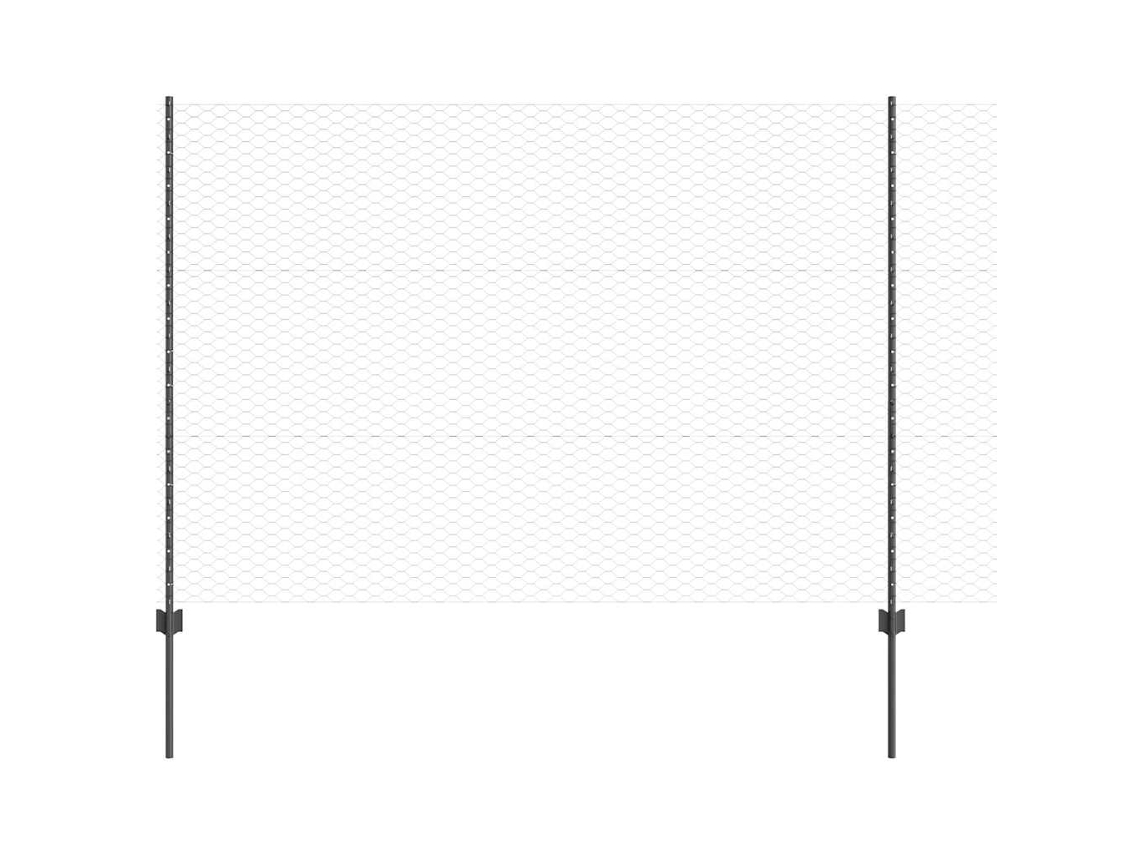 Cerca Com Poste Cinzeto 1,5 X 10 M Aço E Pvc