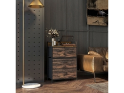 Kommode Industrial Design Com 4 Gavetas De Tecido 60x29x85cm Cor Marrom E Preto Para Decoração Moderna Mega Echo Trade Shop