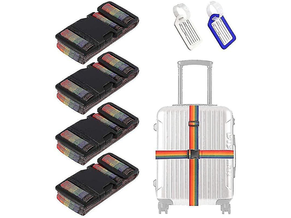 Lurelia Bolsa Bagagem, Ajustável, Resistente, Conjunto 4 Peças, Arco-íris, 4x200cm