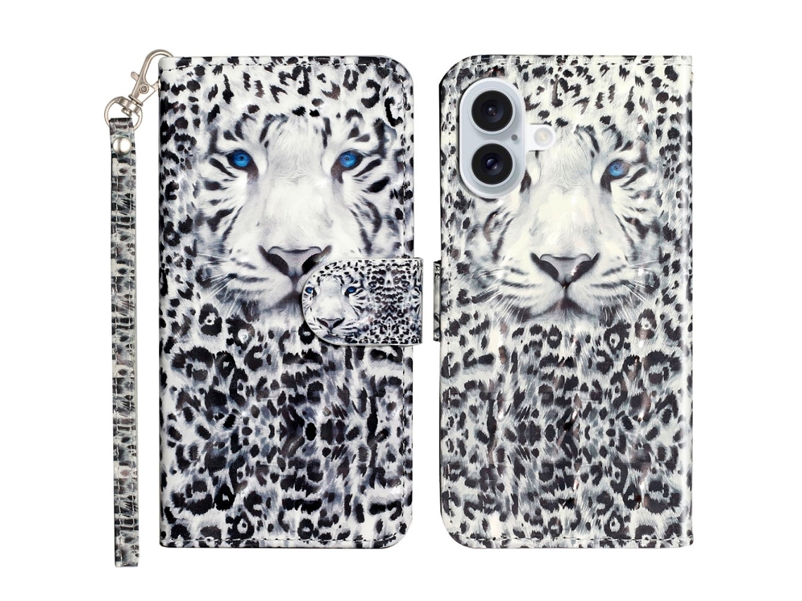 Capa Em Couro Pu Magnético Para Apple Iphone 16 - Leopardo