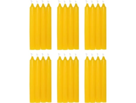 Vela de mesa amarela | Pack de 24 | Velas decorativas sem perfume | Velas para casa COM-FORT HOUSE