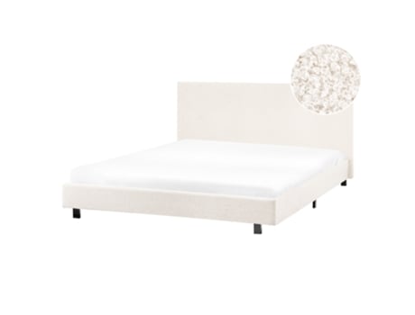 Cama De Agua Beliani Albi De Bouclé Blanco 155x211x94