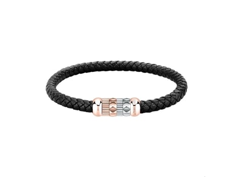 Pulseira Masculina Morellato Em Aço Bicolor E Couro Preto Referência Sqh51