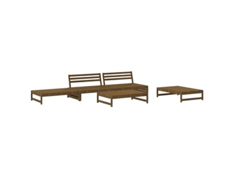 Conjunto 5 Lounge Jardim Madeira de Pinho Vida Xl Maciça Castanho-Mel VIDAXL
