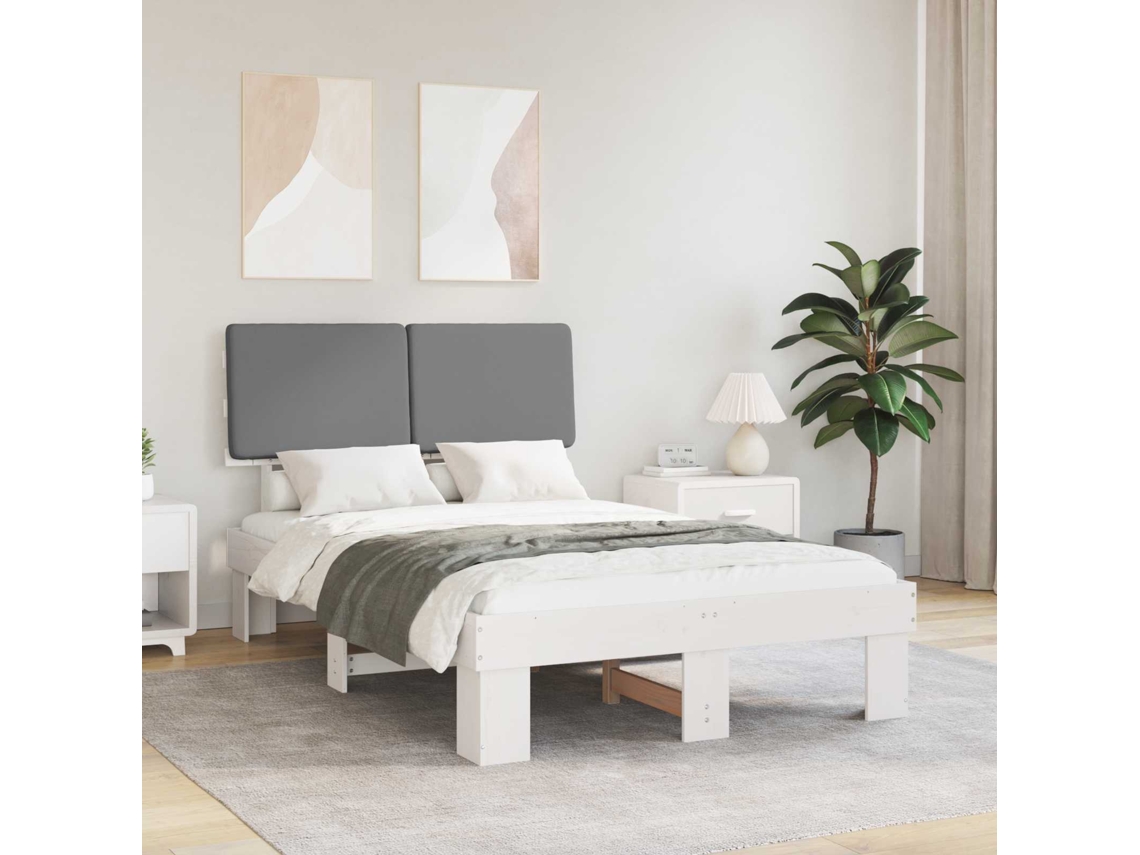 Vidaxl Estrutura De Cama Com Cabeceira Estofada Cinzento-claro