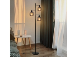 Candeeiro Suspenso de Mesa de Jantar Preto Candeeiro Suspenso Vintage de Vidro Fumado com Chama Única E27 NETTLIFE