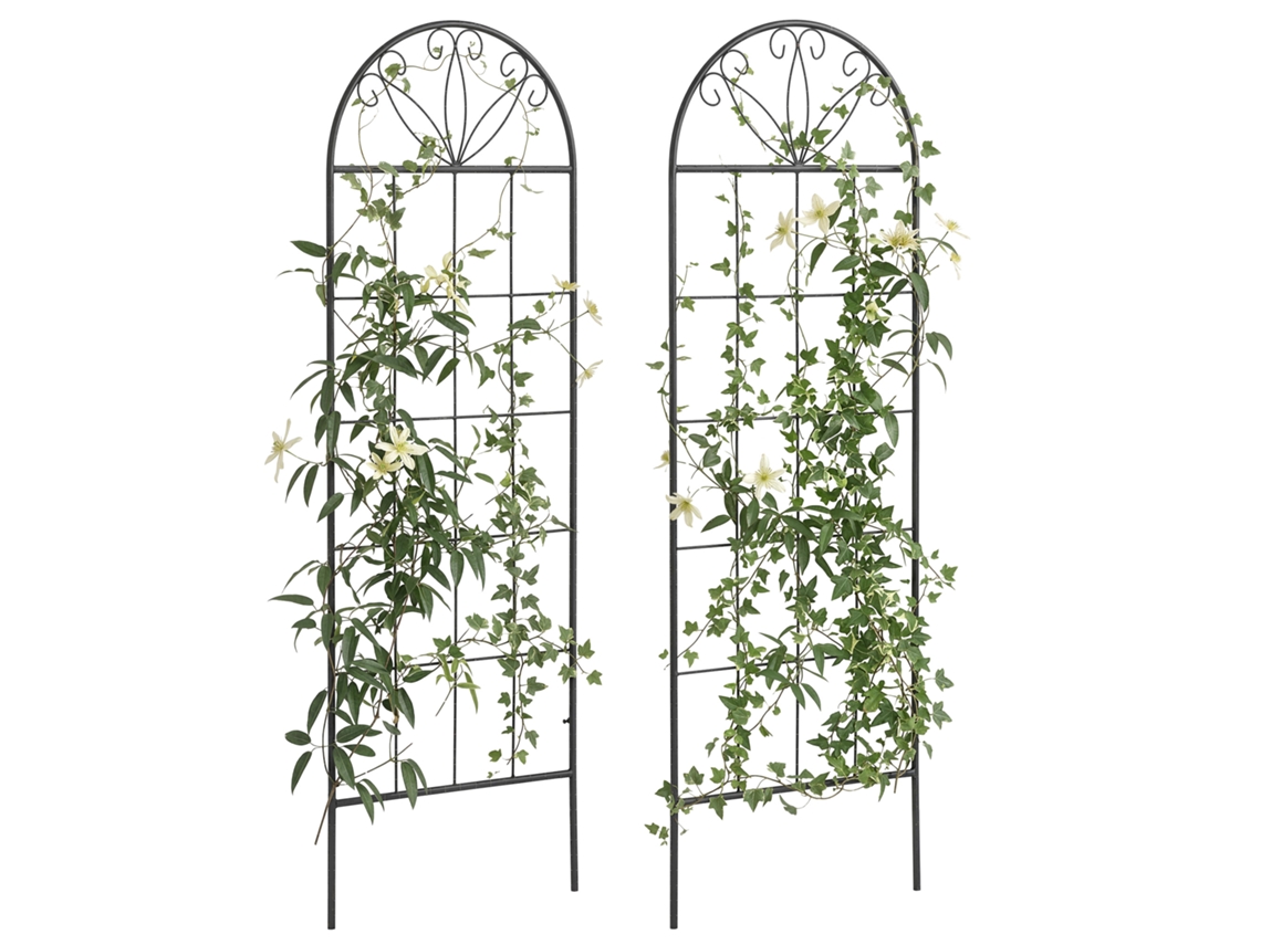 Treliça De Jardim, Conjunto De 2, Suporte Metálico Para Plantas Trepadeiras - 51 X 152 Cm, Preta