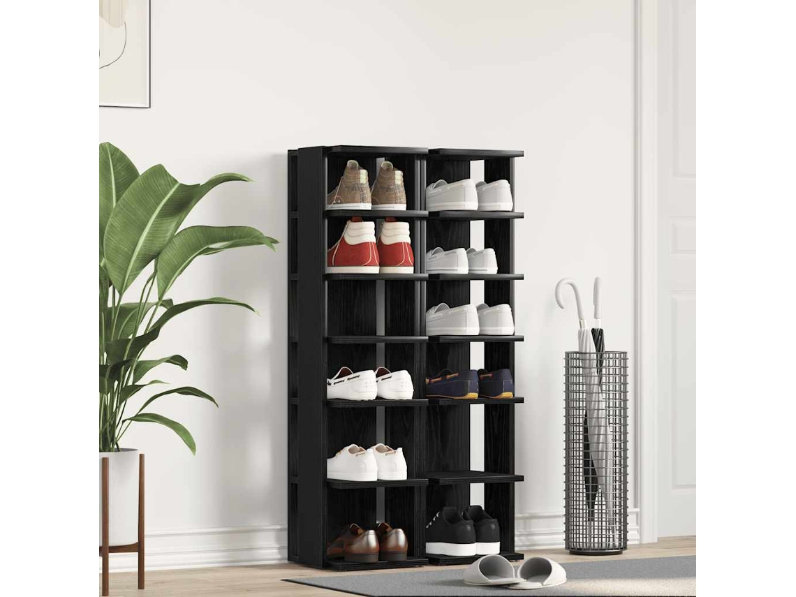 Vidaxl Armários Para Sapatos, 2 Peças, Carvalho Preto, 25x27x102 Cm, Madeira Engenheirada