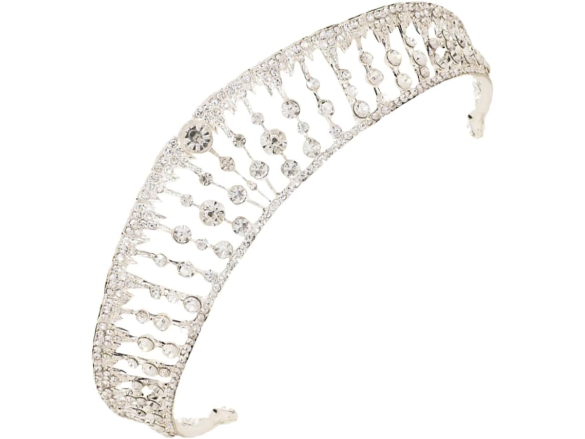 Nuobesty Elegante Tiara De Noiva Com Strass Prateado Para Madrinhas
