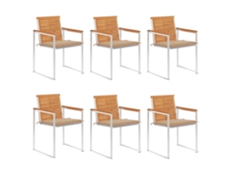 Vidaxl Cadeiras De Jardim 6 Pcs C/ Almofadões Madeira De Acácia Maciça