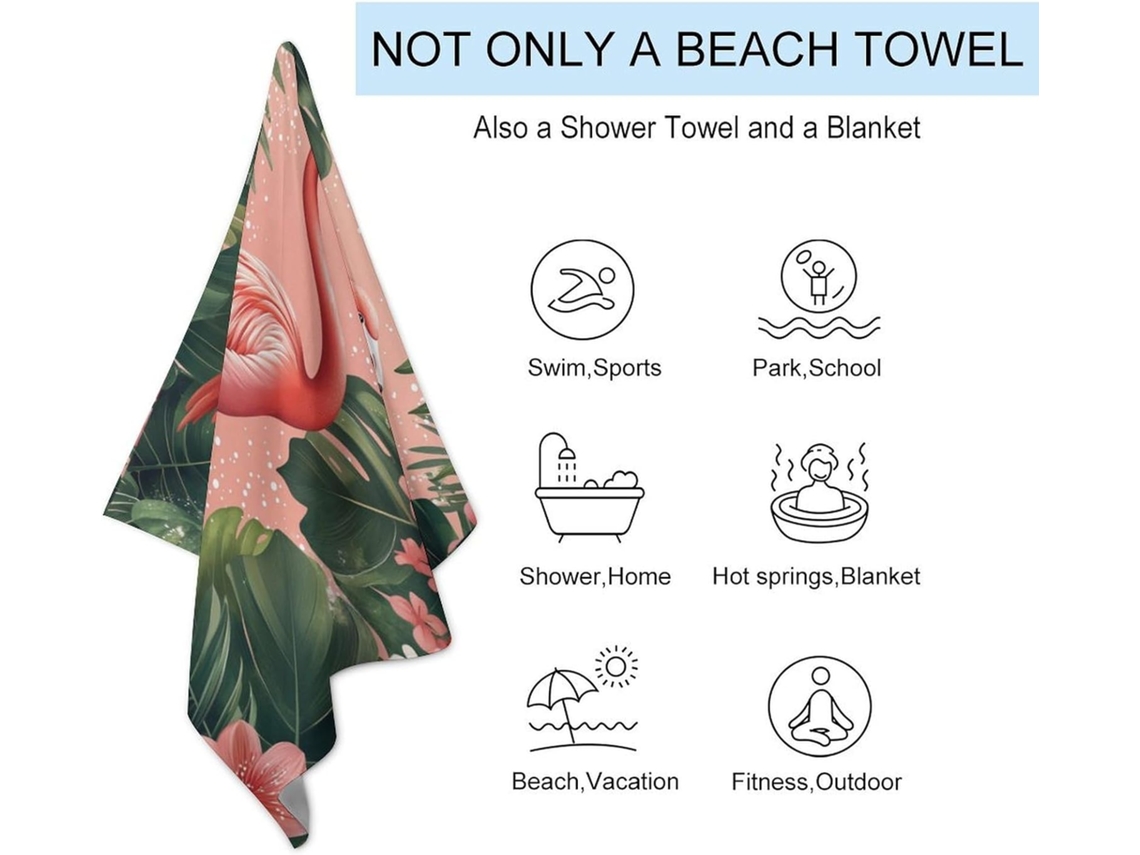 Toalha De Praia Para Adultos 80*130cm Microfibra Suave,, Ideal Para Viagens, Natação E Férias Flamingo Hexinyigjly