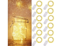 12 Pack Luzes De Fadas Com Bateria, 2m 20 Leds Cabo De Cobre Impermeável Para Decoração Interior E Exterior