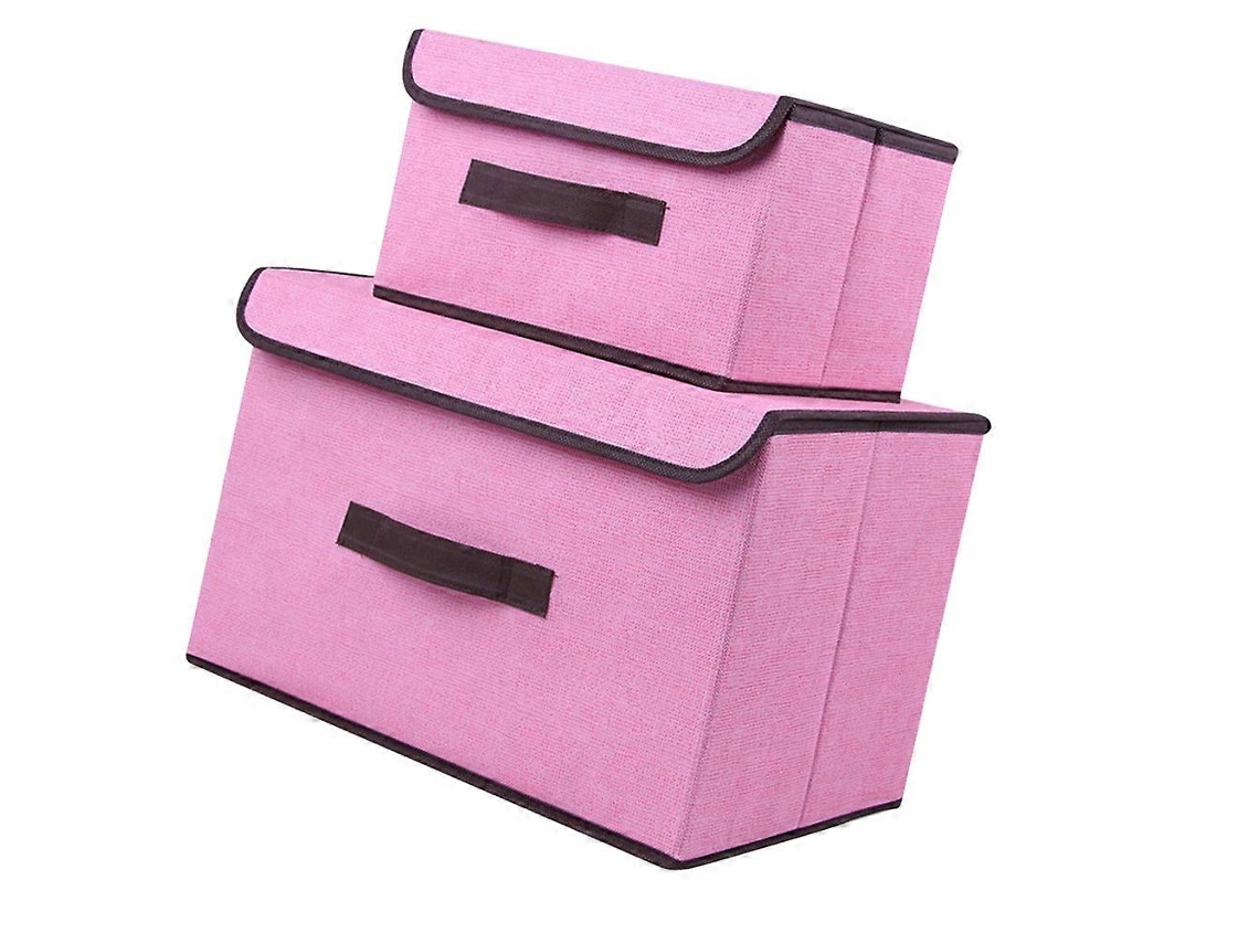 Caixa De Armazenamento Dobrável Rosa 38 X 25 X 25 Cm, 27 X 20 X 16 Cm, Respirável, Ecológica, 1 Conjunto De 2 Olysi Shop
