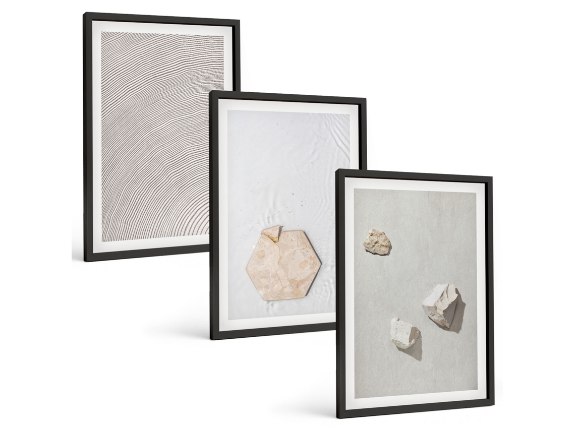 Conjunto De Pinturas Texturas De Areia Boho Vibrantes Espelharte (3 Peças 40x60 Cm)