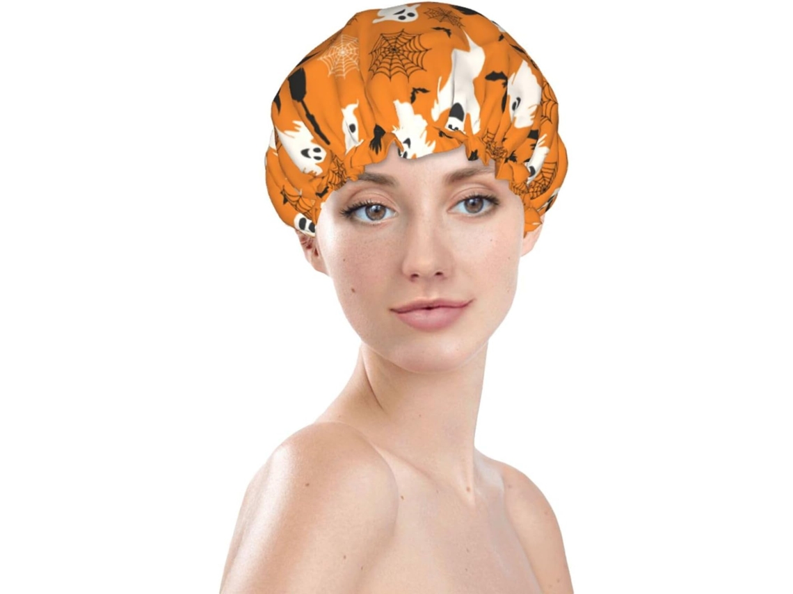 Touca De Banho Feminina, Reutilizável, Impermeável, Dupla Camada, Com Elástico, Ideal Para Cabelos Longos, Com Estampa