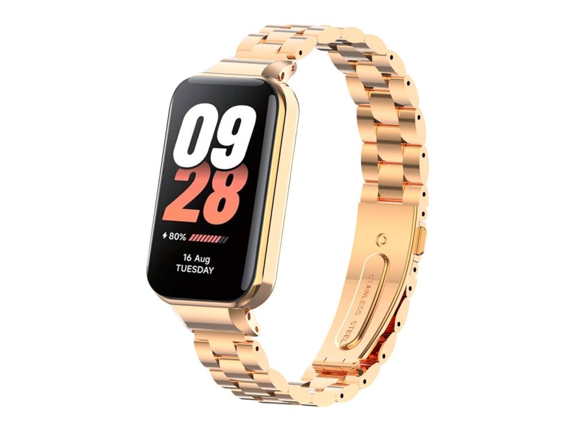 Bracelete para Redmi Band 2 / Xiaomi Smart Band 8 Active XIAOMOYU em metal ouro rosa com três contas
