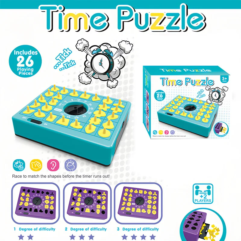 Jogo De Encaixe De Formas (azul), 26 Peças, Quebra-cabeça Educativo Com Tempo